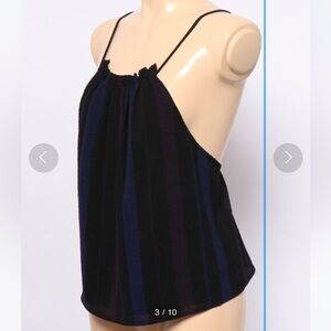 Sessun Chelse Bare Back Striped Halter Top Black Blue